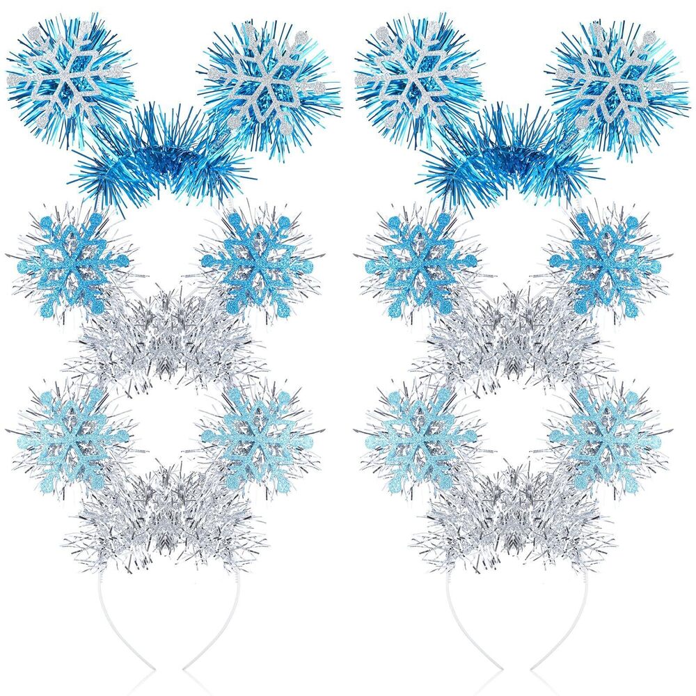 2651 6 Pcs Winter Snowflake Party Favors Headband with Snowflake Boppers